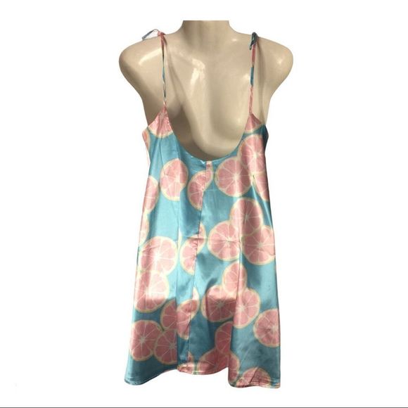 Grapefruit Print Knotted Satin Cami Dress - Picture 3 of 9
